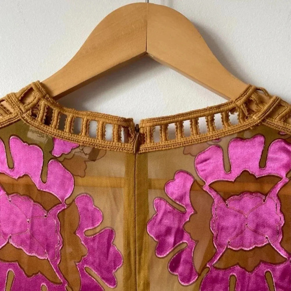 For Love & Lemons Barcelona Maxi Dress Silk Blend Mustard Yellow Sz XS - Picture 14 of 16